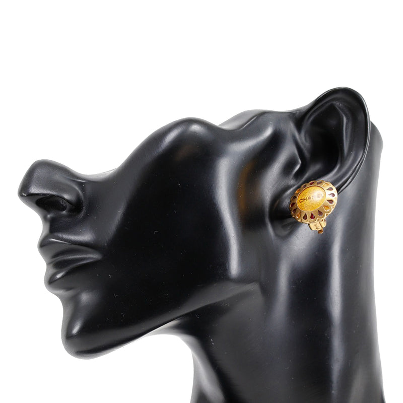 CC Gold Plated Flower Clip On Earrings - Image 6