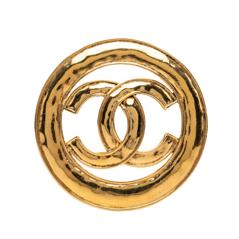 CC Gold Plated Cut Out Round Brooch