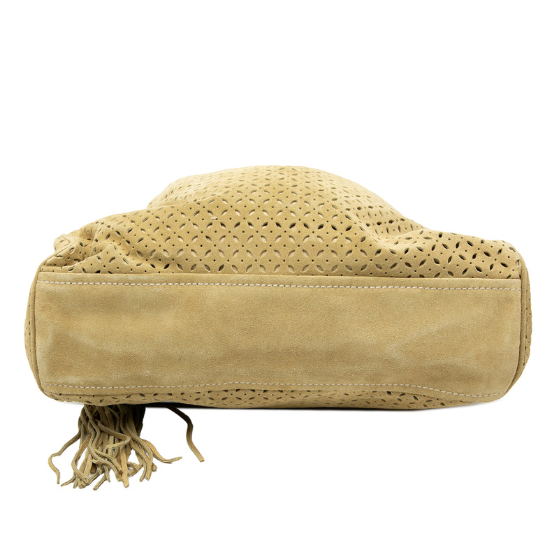 Laser Cut Suede Bamboo Top Handle Bag - Image 3