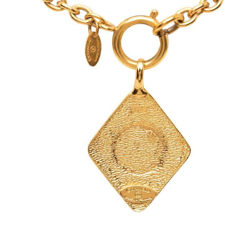 CC Gold Plated Diamond Shape Pendant Necklace - Image 2