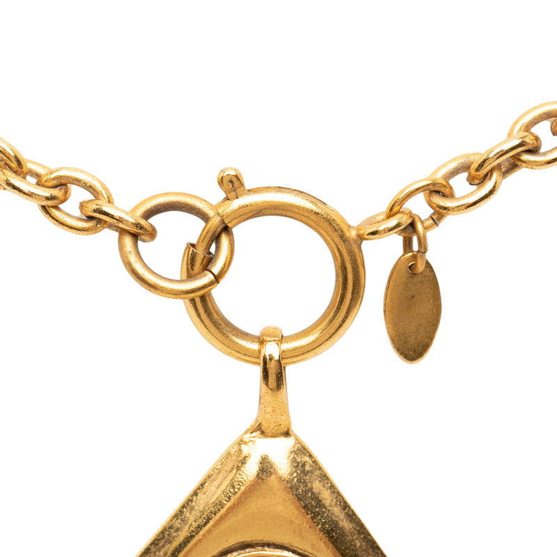 CC Gold Plated Diamond Shape Pendant Necklace - Image 5