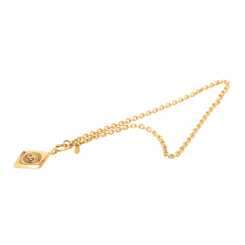 CC Gold Plated Diamond Shape Pendant Necklace - Image 6