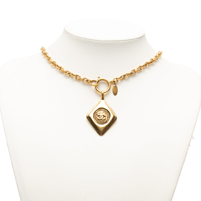 CC Gold Plated Diamond Shape Pendant Necklace - Image 7