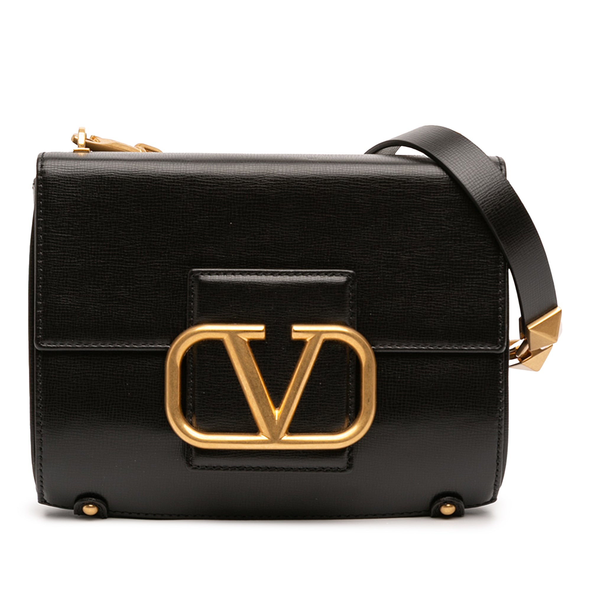 Grained Calfskin Stud Sign Shoulder Bag - Image 1