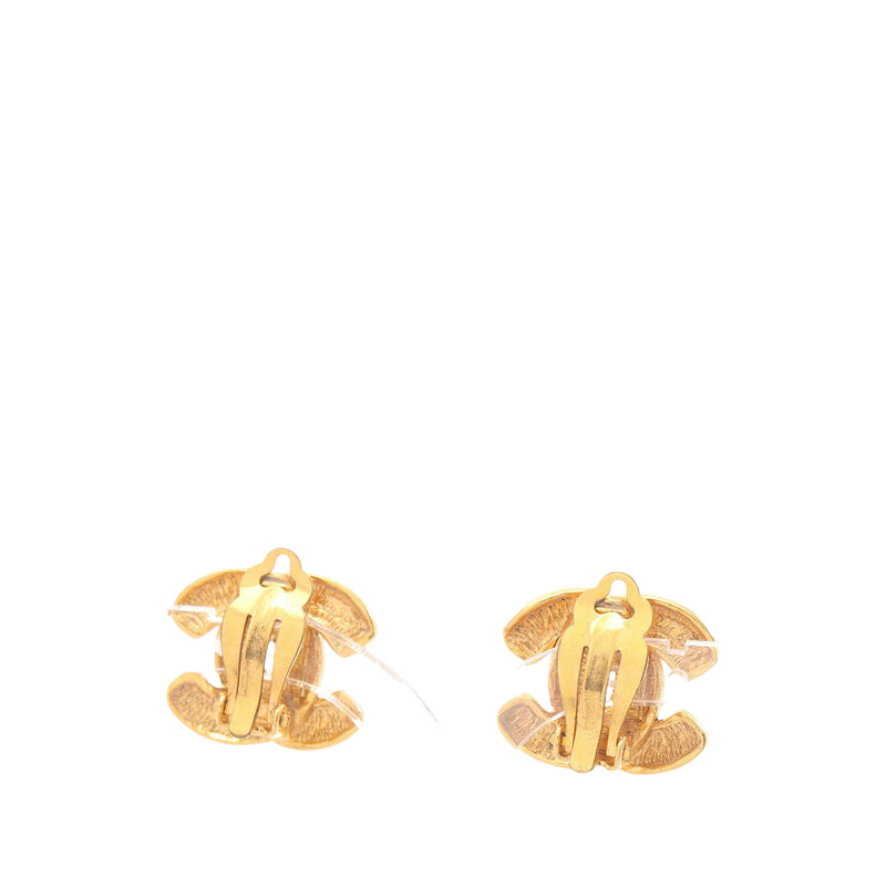 CC Gold Plated Quilted Clip On Earrings - Image 2