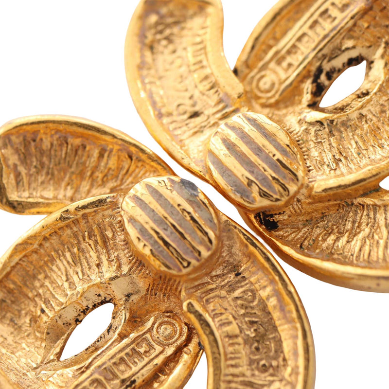 CC Gold Plated Quilted Clip On Earrings - Image 4