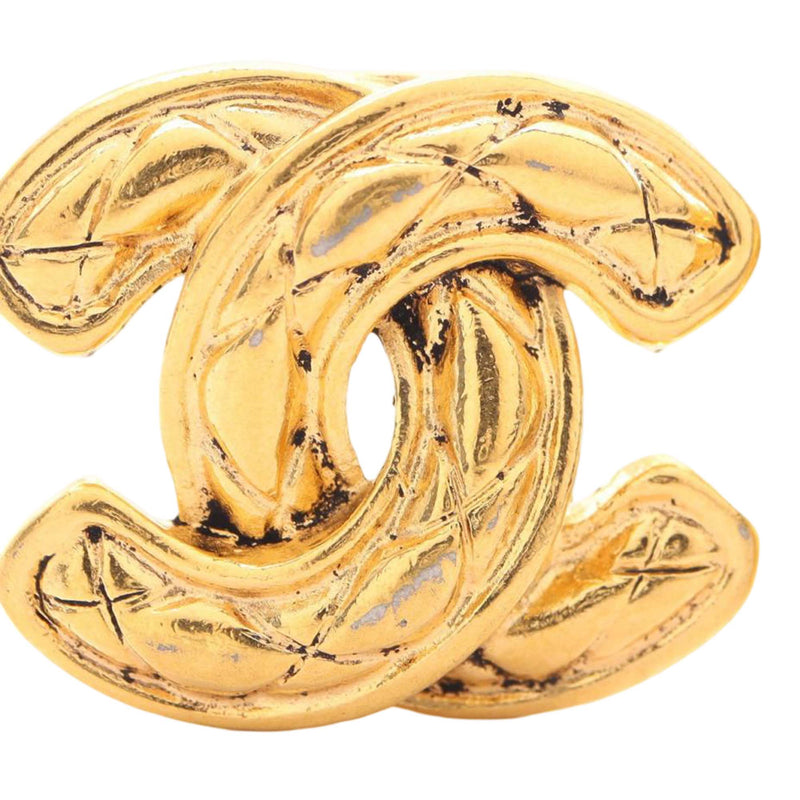 CC Gold Plated Quilted Clip On Earrings - Image 5