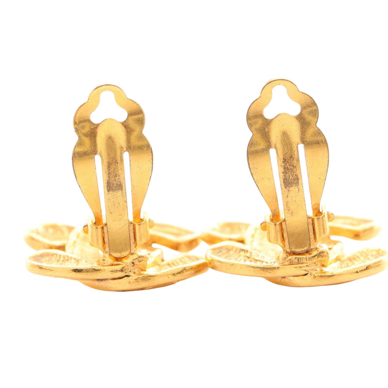 CC Gold Plated Quilted Clip On Earrings - Image 6