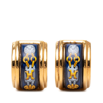 Gold Plated Enamel Cloisonne Clip On Earrings - Image 1