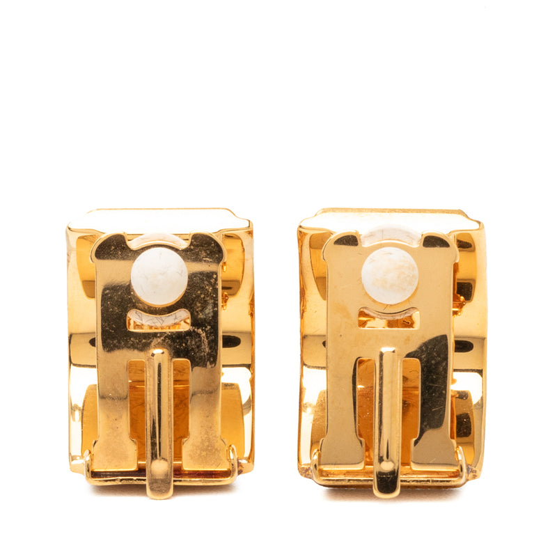 Gold Plated Enamel Cloisonne Clip On Earrings - Image 2
