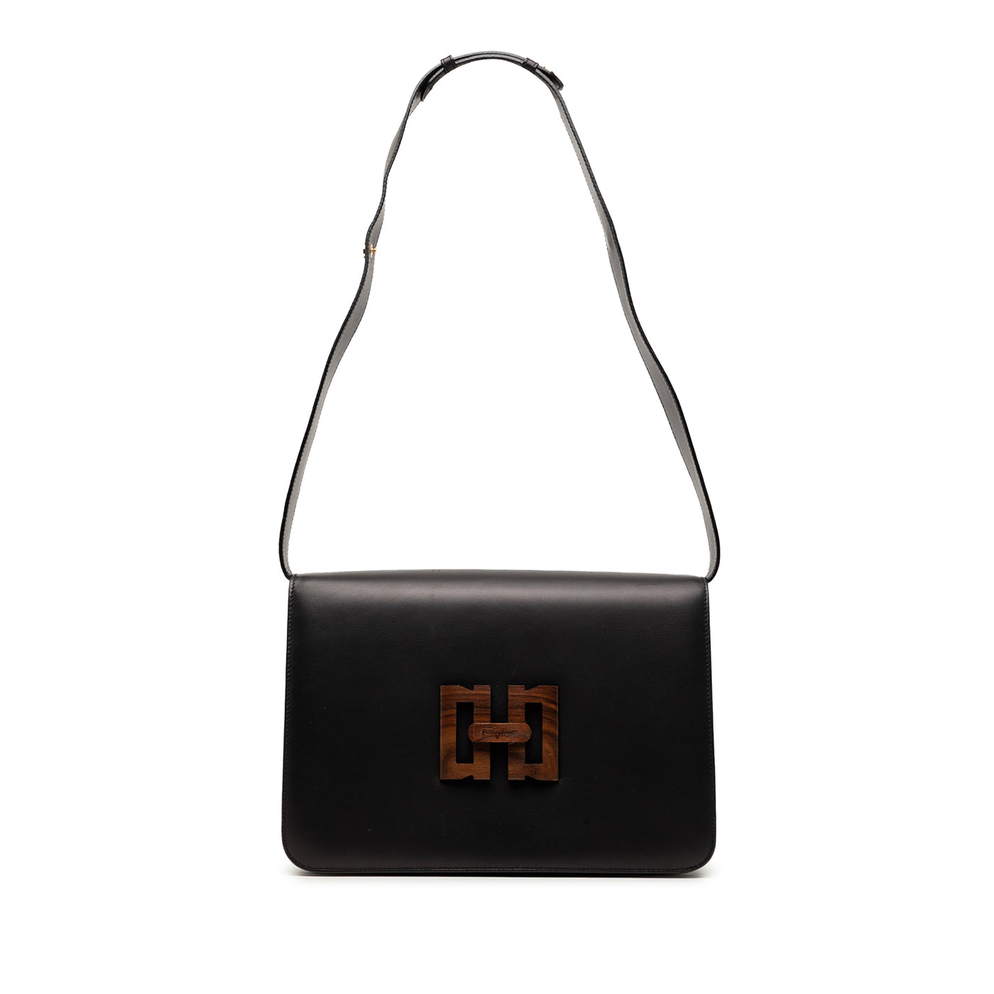 Leather Wooden Gancini Shoulder Bag - Image 1