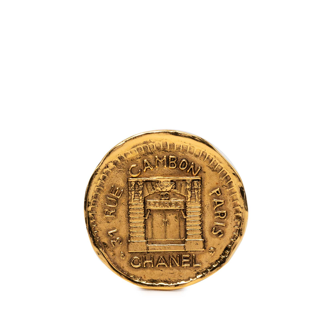 Gold Plated 31 Rue Cambon Medallion Pin Brooch - Image 1