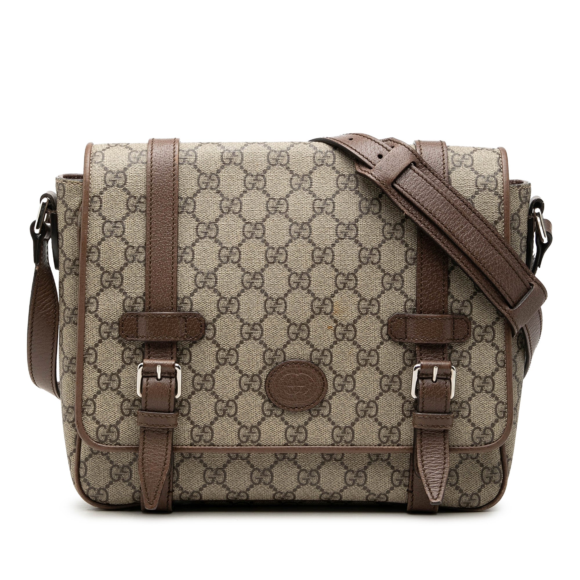 GG Supreme Textured Dollar Calfskin Retro Interlocking G Flap Messenger Bag - Image 1
