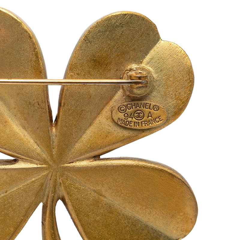 CC Gold Plated Clover Brooch - Image 3