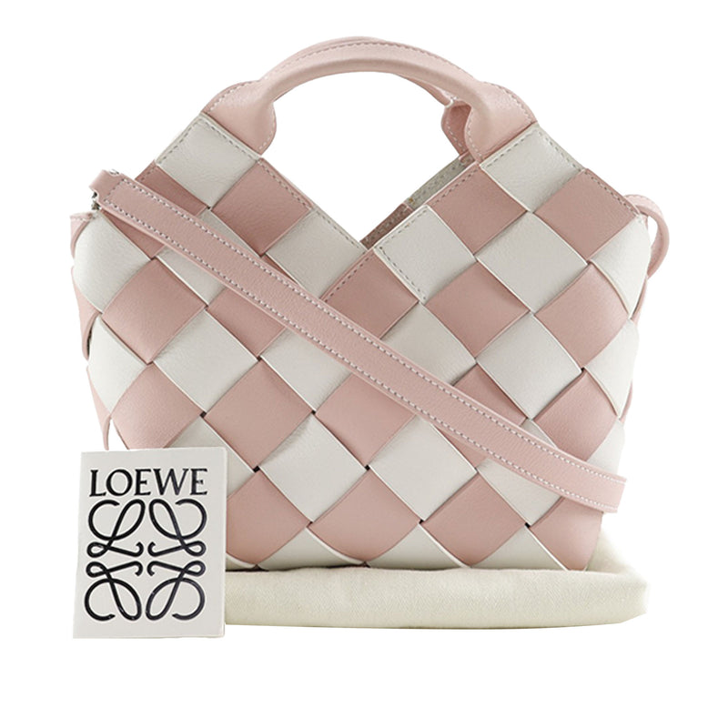 Mini Woven Calfskin Gingham Surplus Basket Bag - Image 22