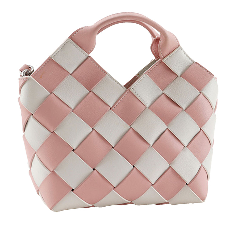 Mini Woven Calfskin Gingham Surplus Basket Bag - Image 3