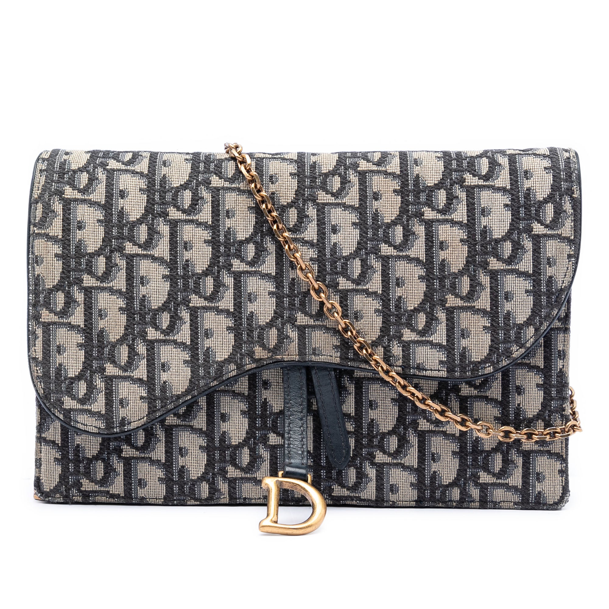 Oblique Canvas Saddle Pouch Wallet on Chain - Image 1
