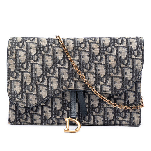 Oblique Canvas Saddle Pouch Wallet on Chain - Image 1