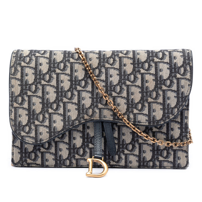 Oblique Canvas Saddle Pouch Wallet on Chain