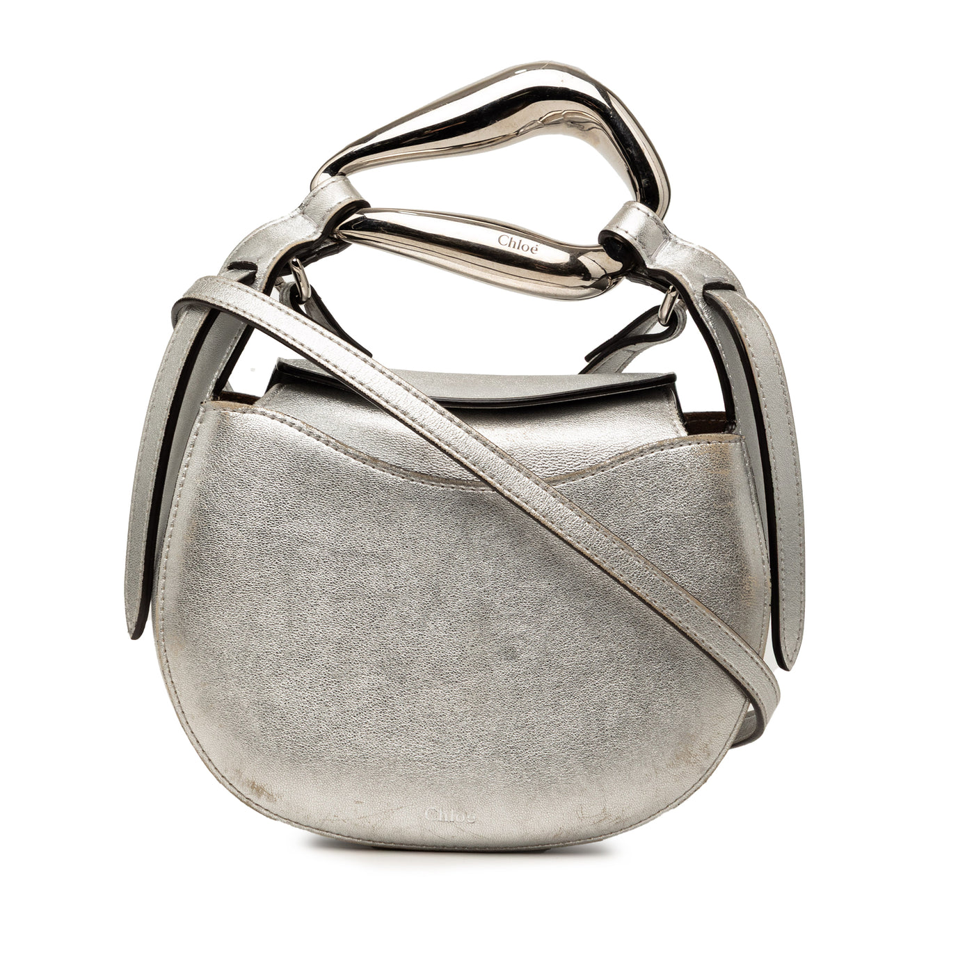 Small Metallic Leather Kiss Satchel - Image 1