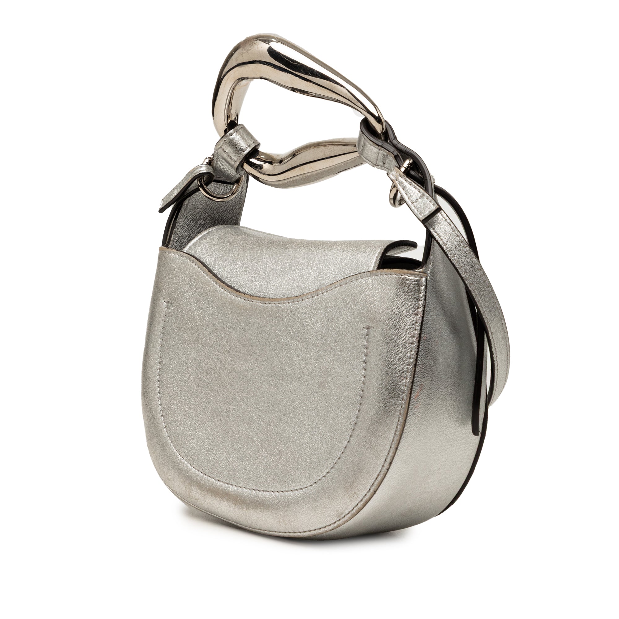 Small Metallic Leather Kiss Satchel - Image 2