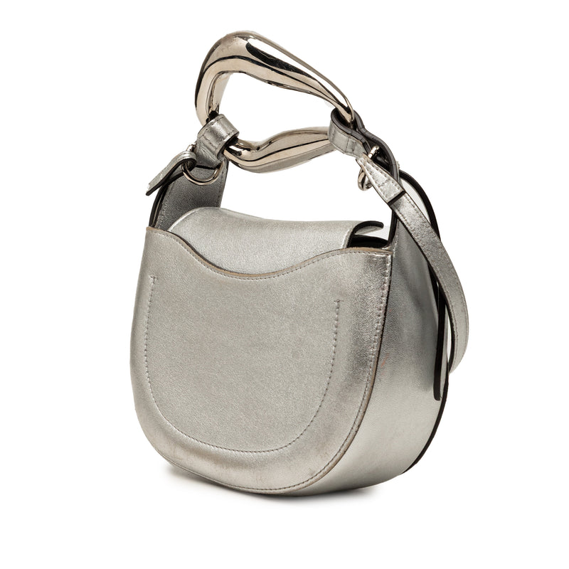 Small Metallic Leather Kiss Satchel - Image 2
