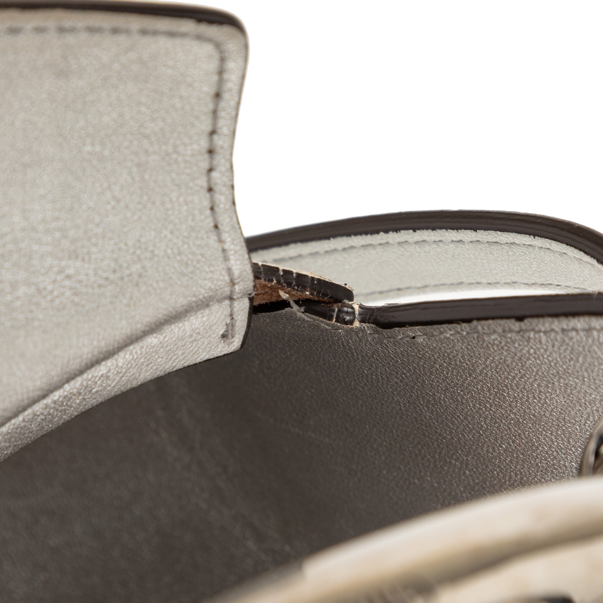 Small Metallic Leather Kiss Satchel - Image 8