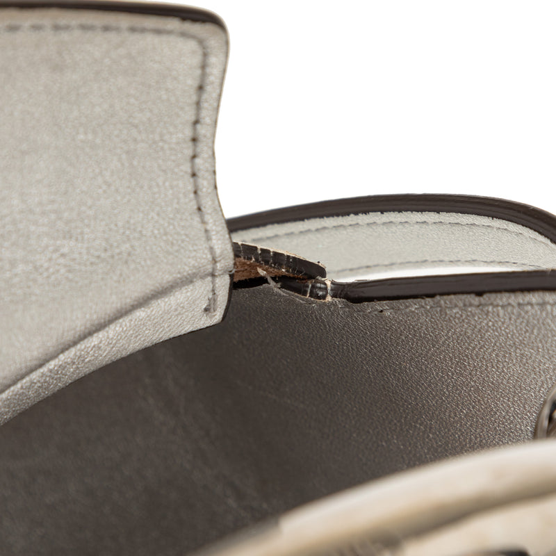 Small Metallic Leather Kiss Satchel - Image 8