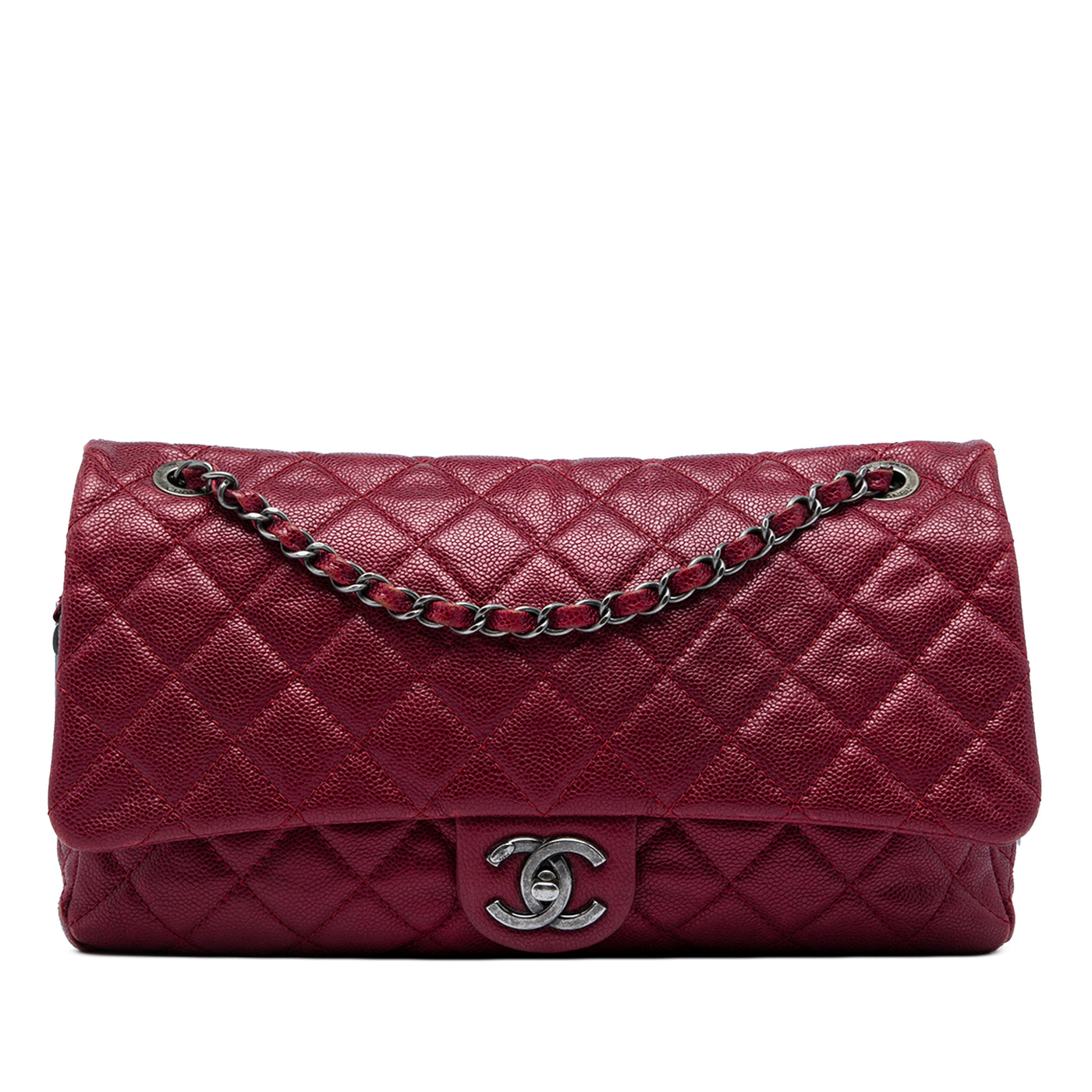 Jumbo Quilted Iridescent Caviar Easy Flap - Image 1