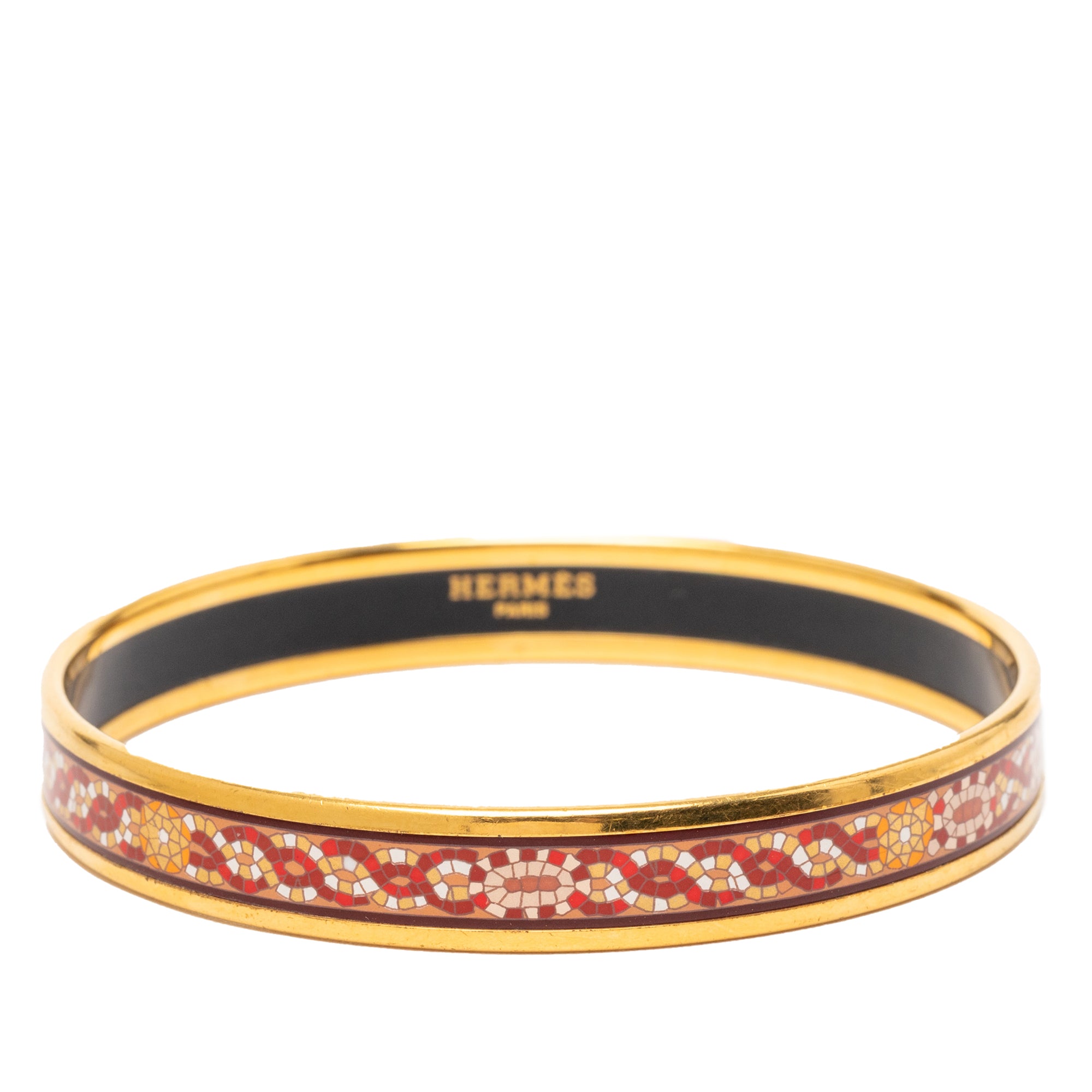 Narrow Mosaic Style Geometric Pattern Enamel Bangle 65 - Image 1