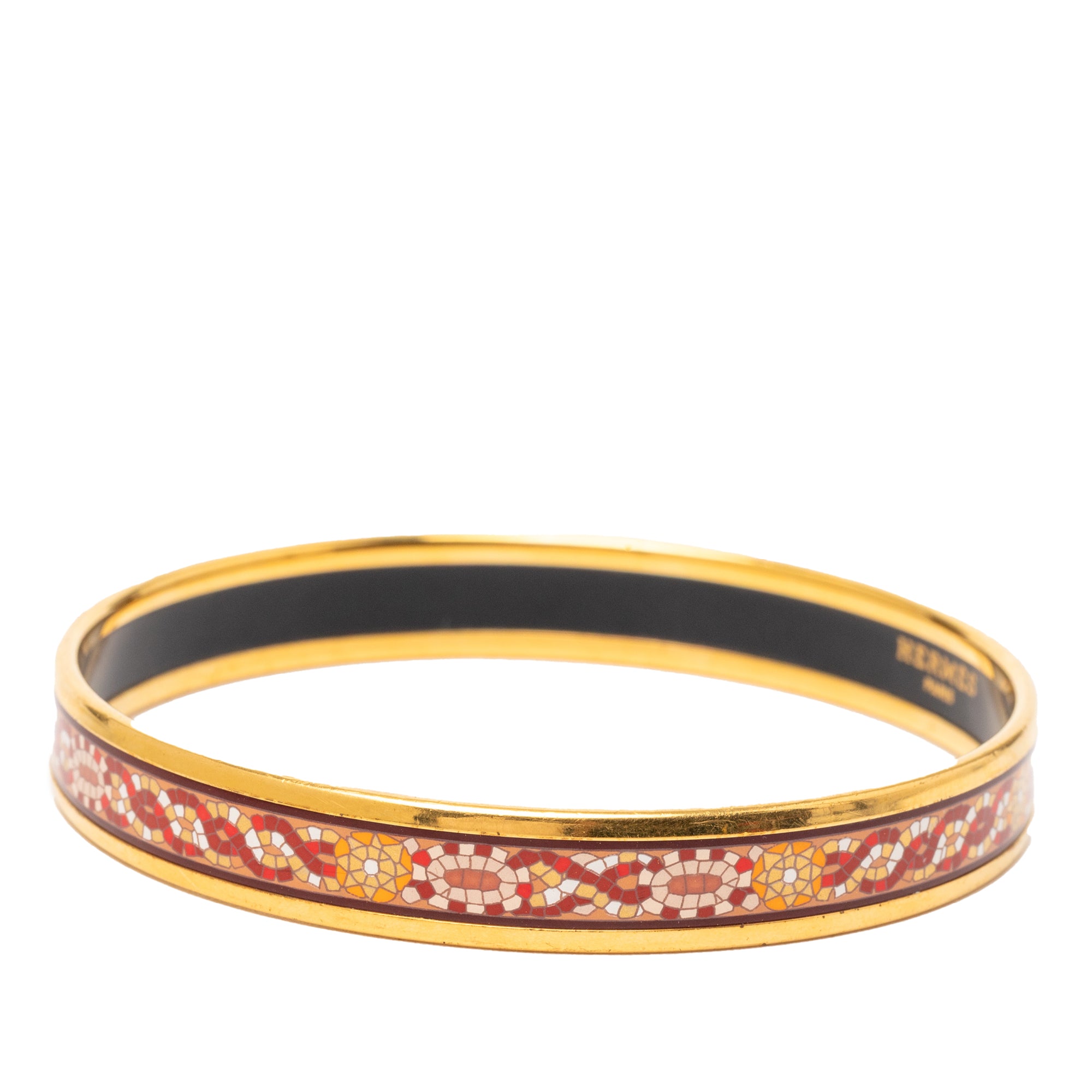 Narrow Mosaic Style Geometric Pattern Enamel Bangle 65 - Image 2