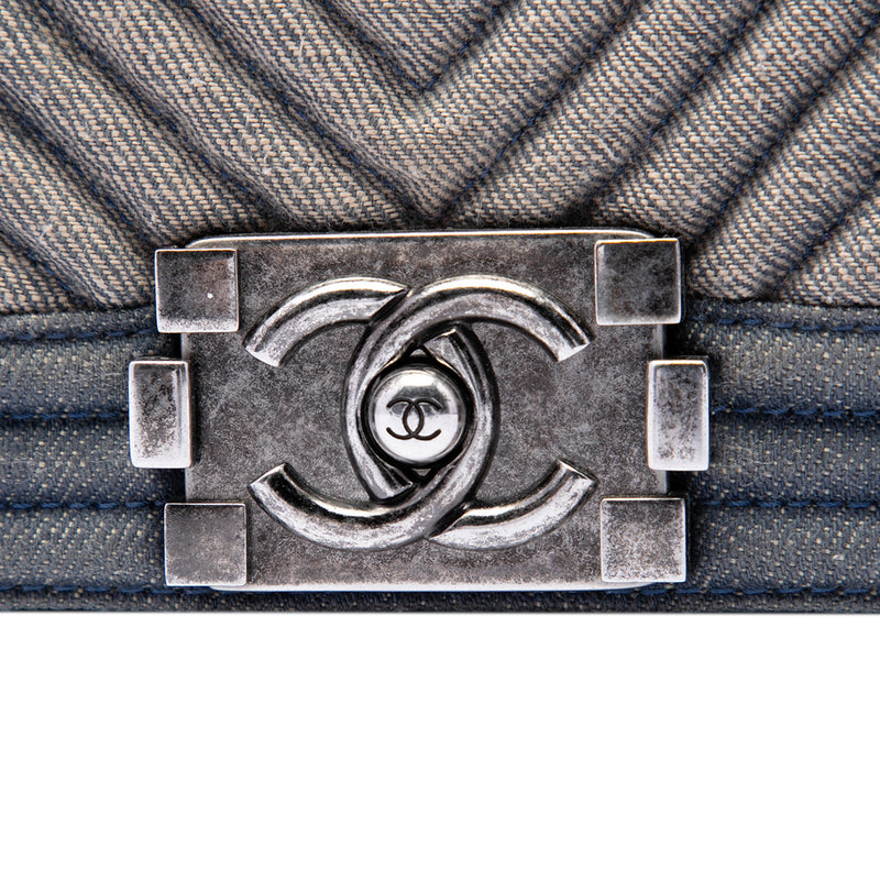 Old Medium Chevron Denim Boy Flap - Image 5
