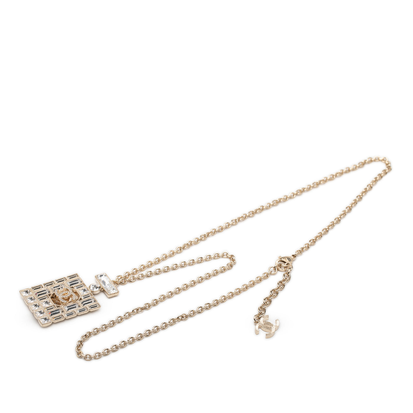 CC Gold Plated Strass Perfume Bottle Pendant Necklace - Image 1