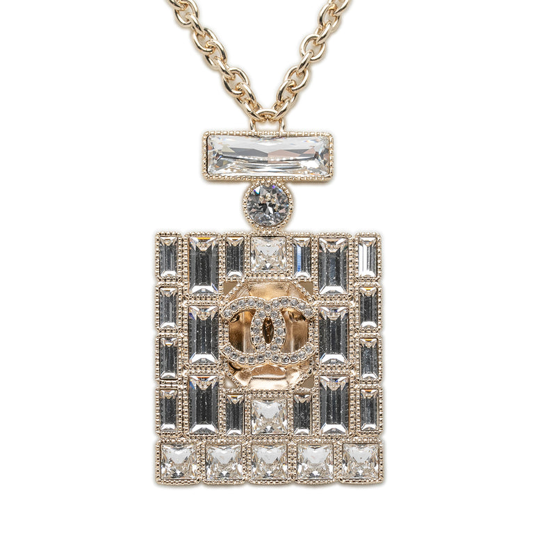 CC Gold Plated Strass Perfume Bottle Pendant Necklace - Image 2