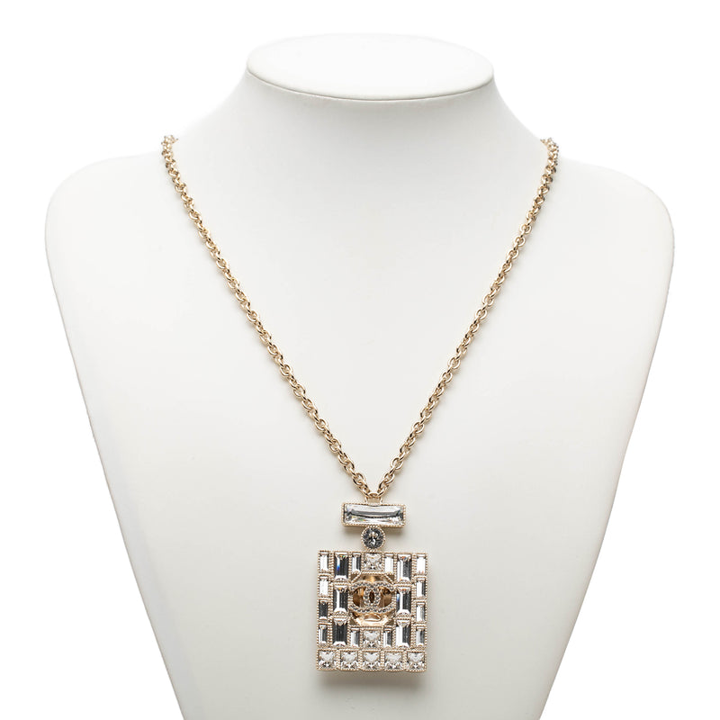 CC Gold Plated Strass Perfume Bottle Pendant Necklace - Image 6
