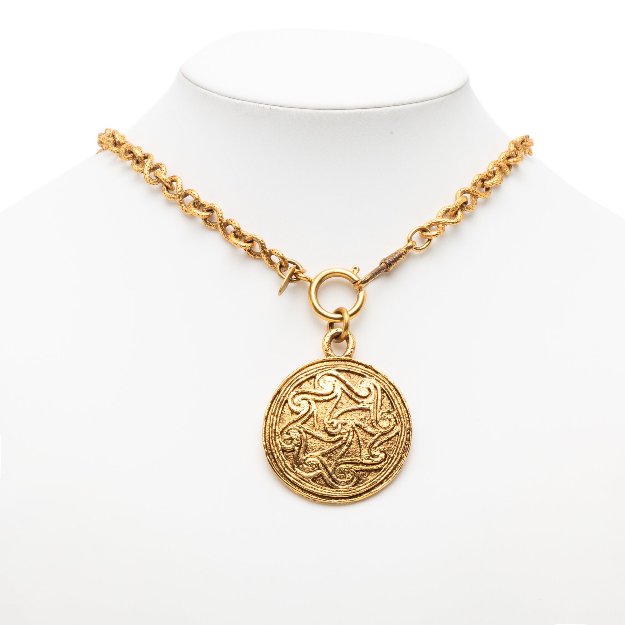 CC Gold Plated Medallion Pendant Necklace - Image 6