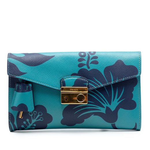 Saffiano Hibiscus Print Sound Lock Clutch - Image 1