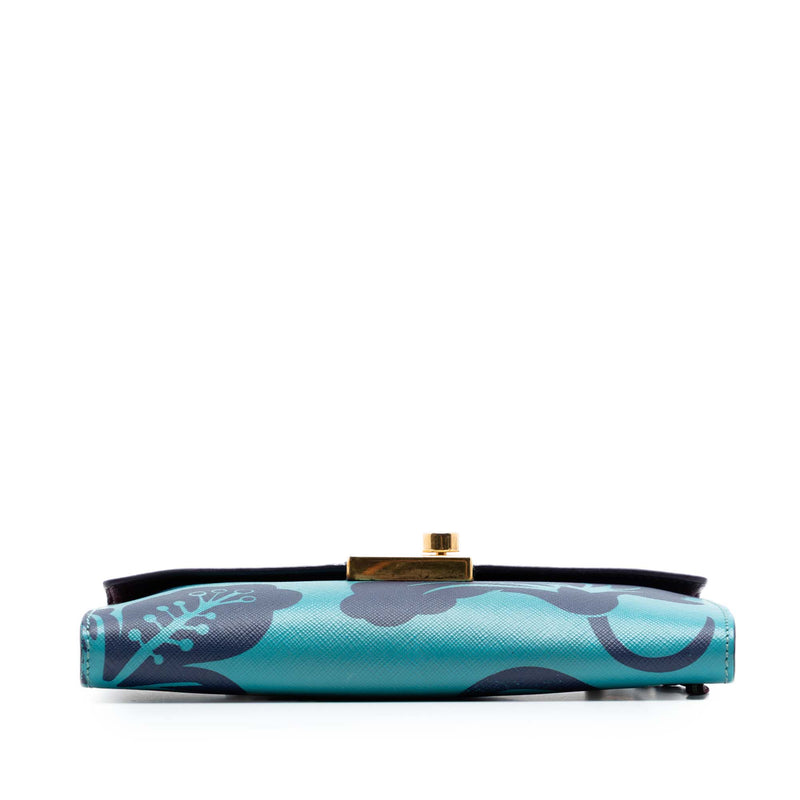 Saffiano Hibiscus Print Sound Lock Clutch - Image 3