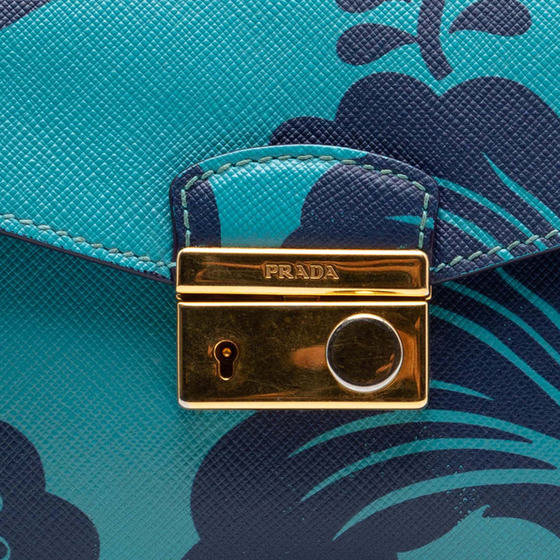 Saffiano Hibiscus Print Sound Lock Clutch - Image 6