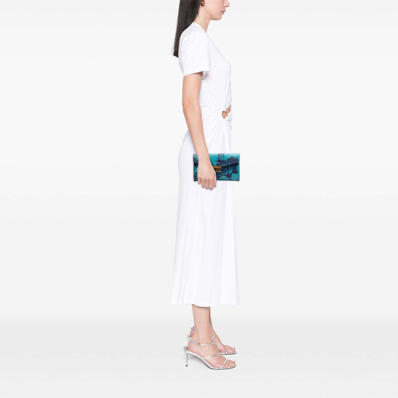Saffiano Hibiscus Print Sound Lock Clutch - Image 7