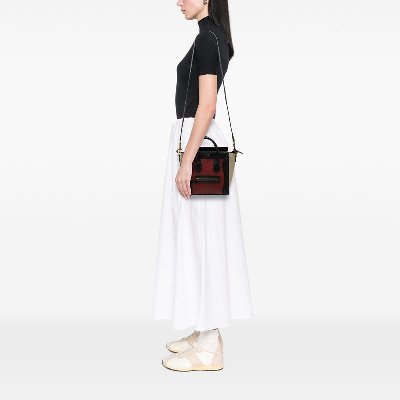 Nano Tricolor Calfskin and Suede Luggage Tote - Image 7