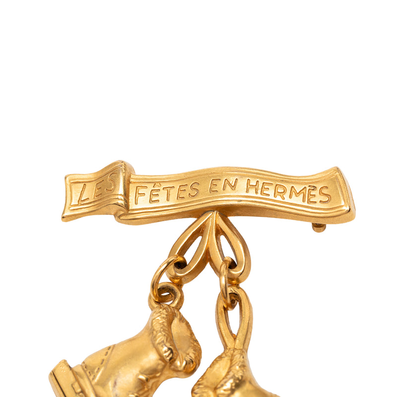 Gold Plated Skate Boots Brooch - Image 3