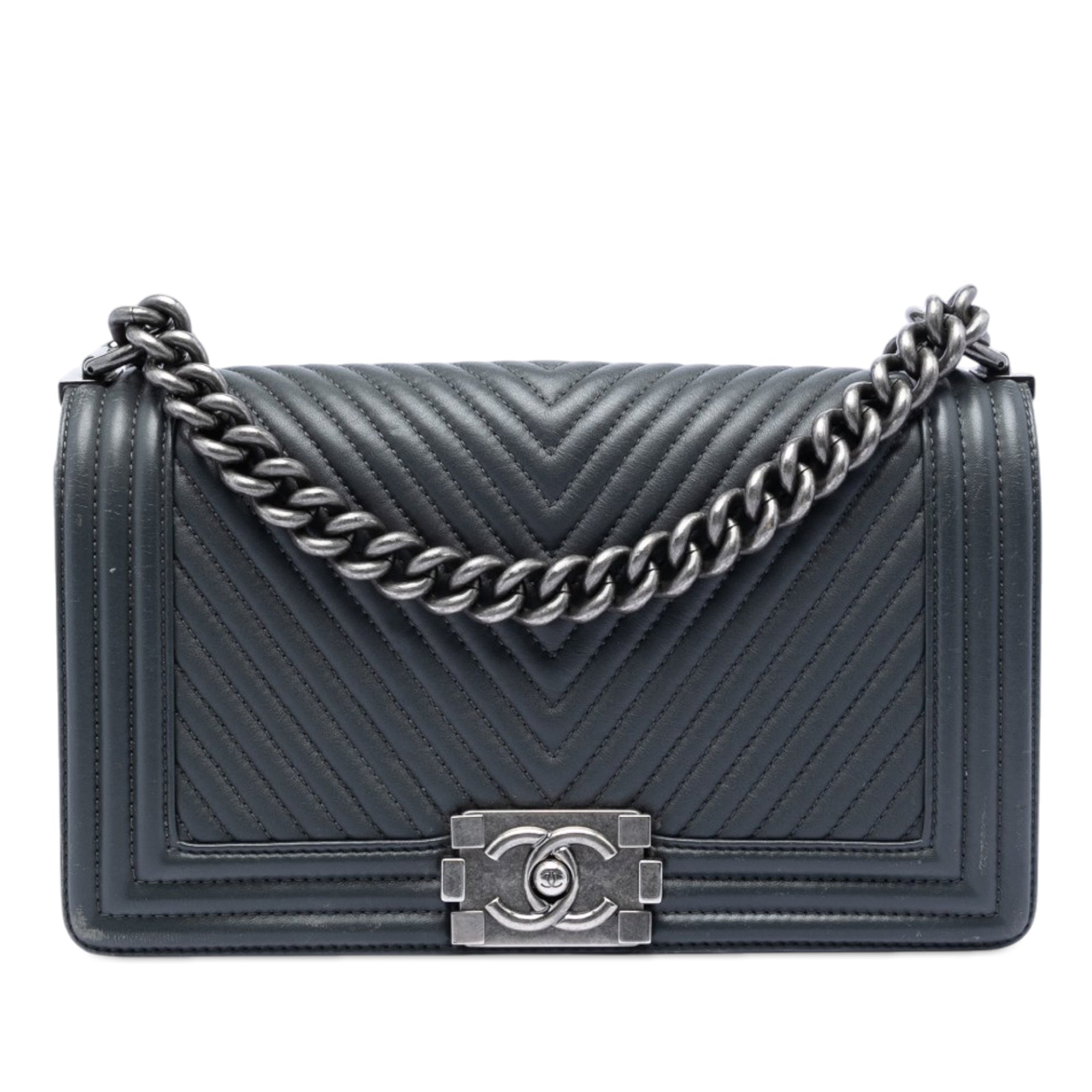 Old Medium Chevron Lambskin Boy Flap - Image 1