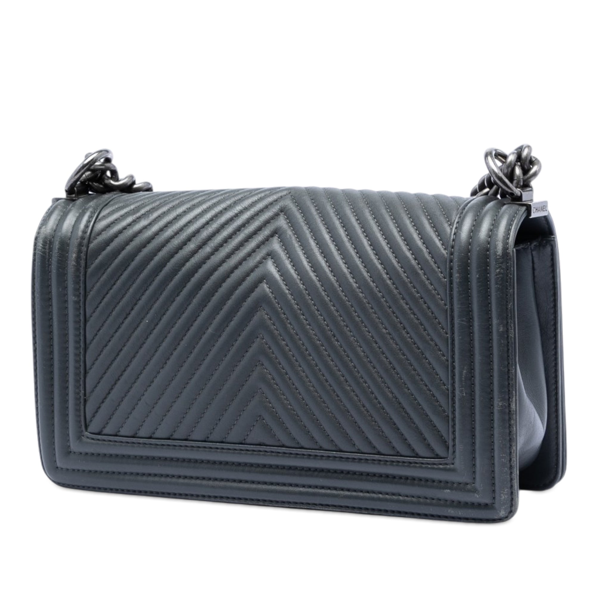 Old Medium Chevron Lambskin Boy Flap - Image 2