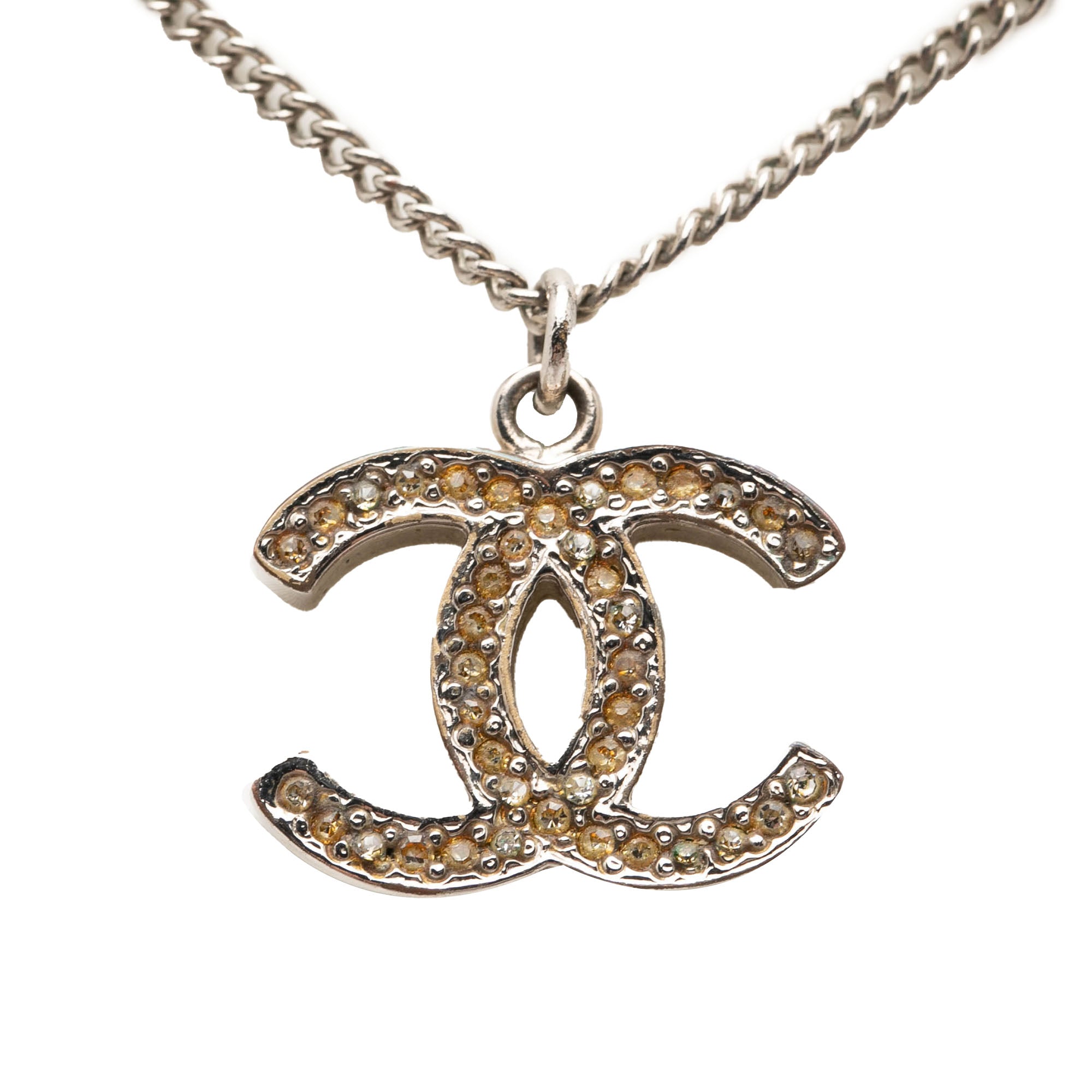 CC Silver Plated Rhinestone Pendant Necklace - Image 2