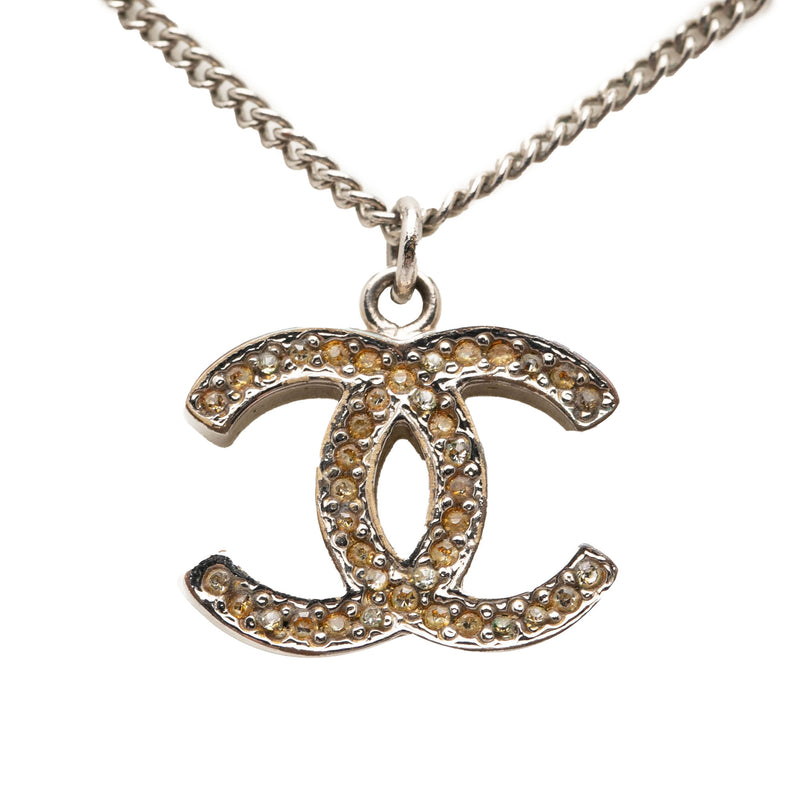CC Silver Plated Rhinestone Pendant Necklace - Image 2