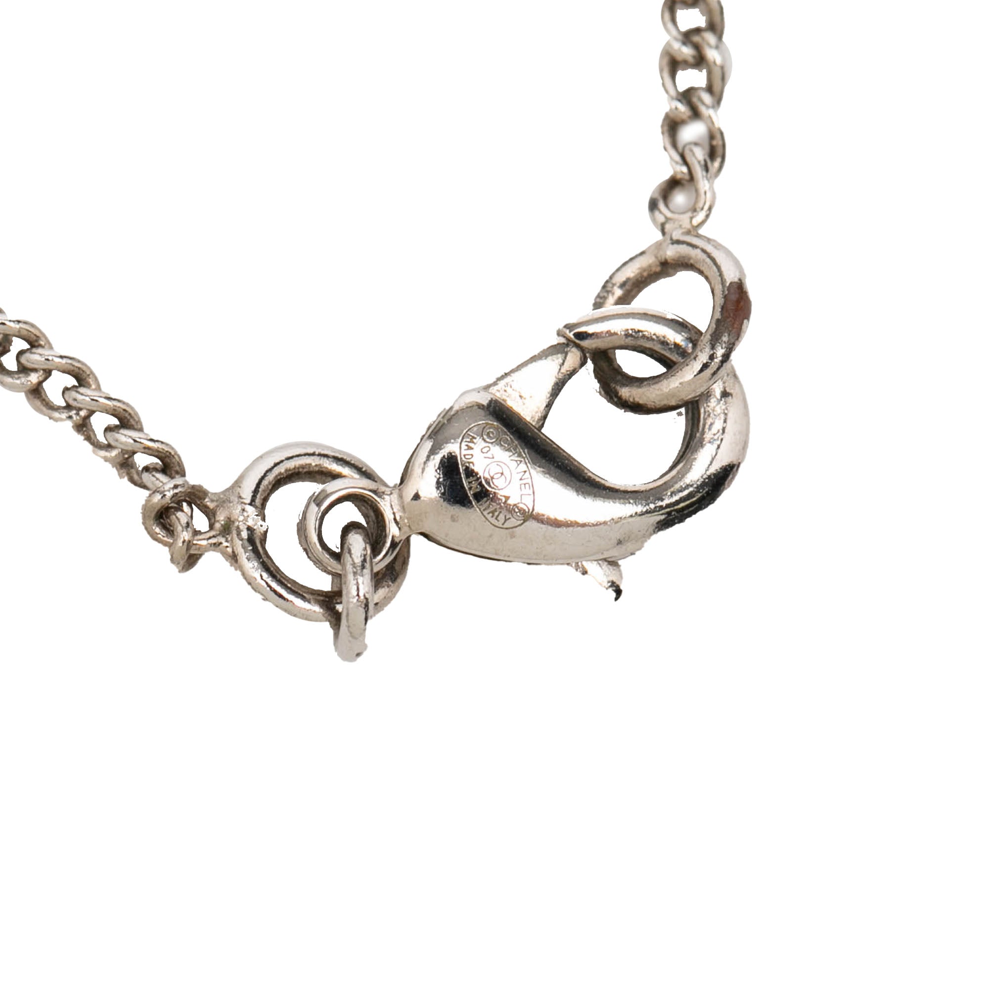 CC Silver Plated Rhinestone Pendant Necklace - Image 4