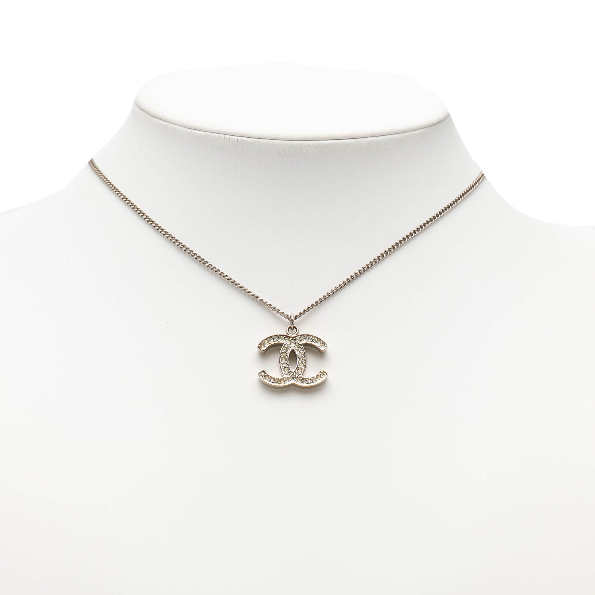 CC Silver Plated Rhinestone Pendant Necklace - Image 5