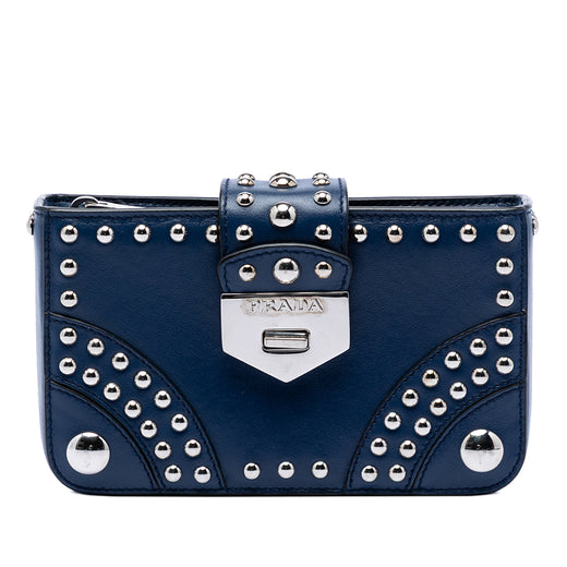City Calfskin Studded Elektra Turn Lock Clutch - Image 1