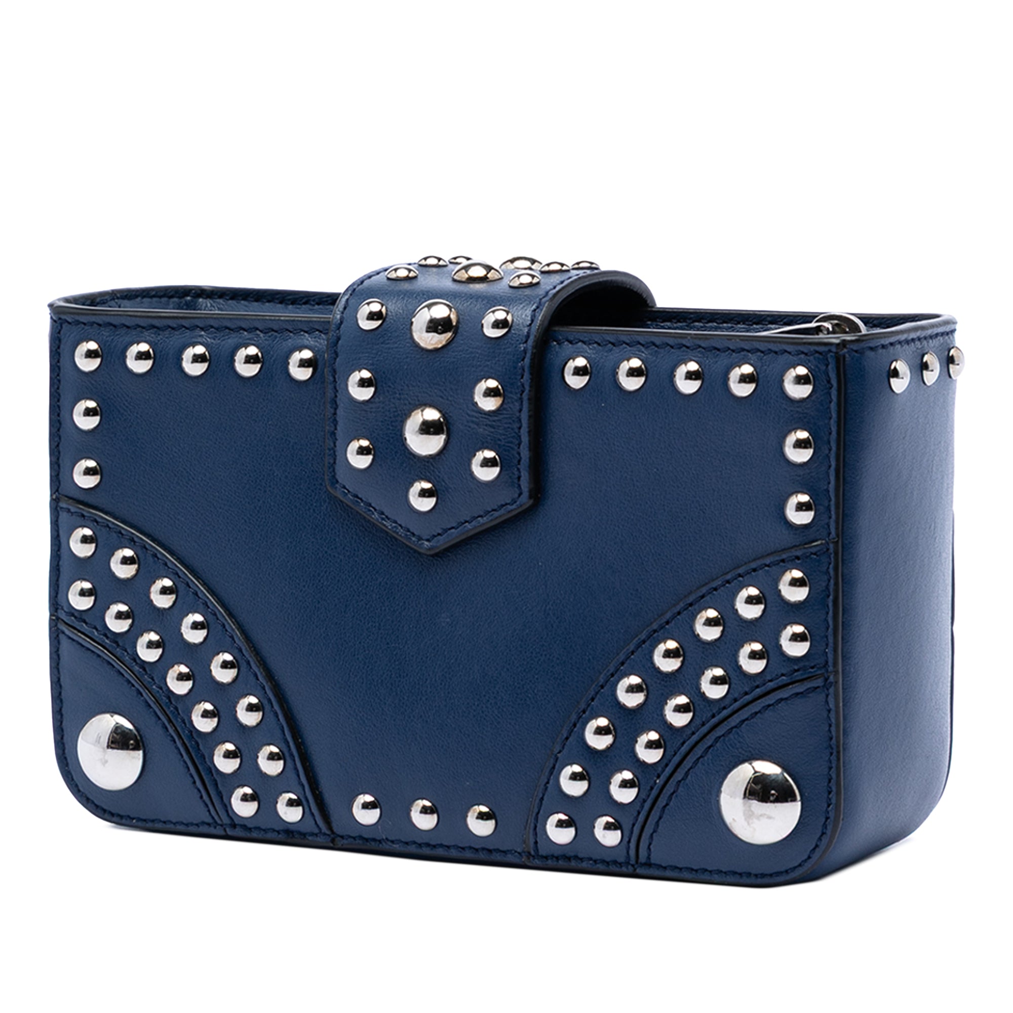 City Calfskin Studded Elektra Turn Lock Clutch - Image 2